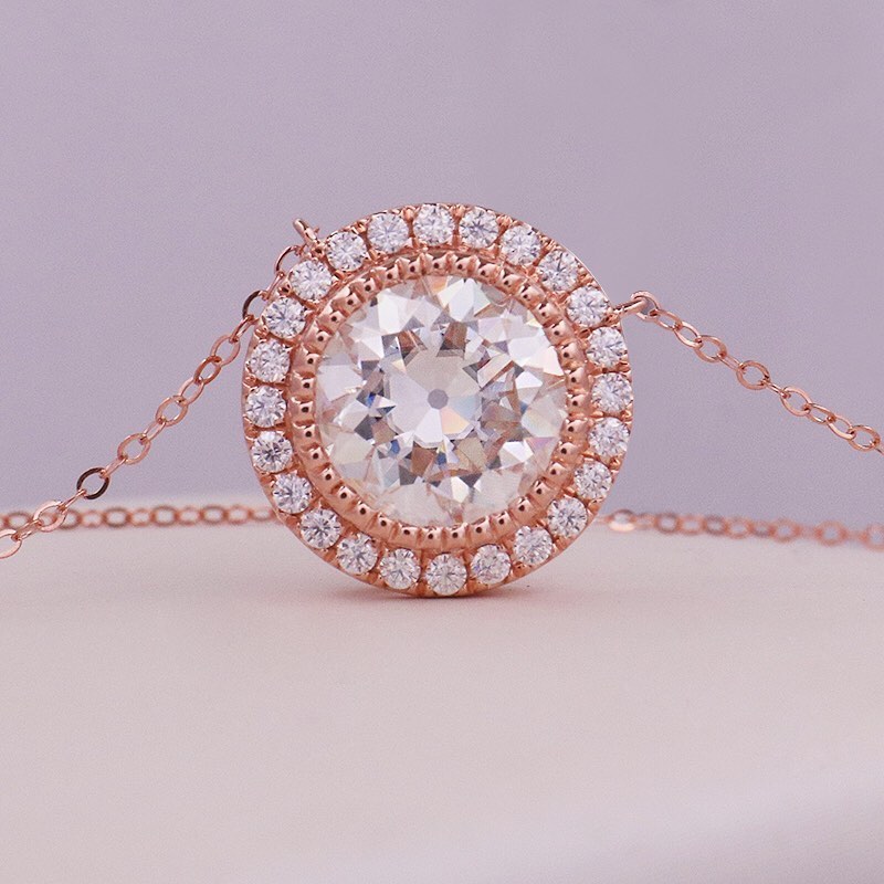 3.10Ct White Round Cut Bezel With Halo Pendant | Birthstone Pendant For Women | Fashion Jewelry | Modern Design Pendant | Awesome Pendant