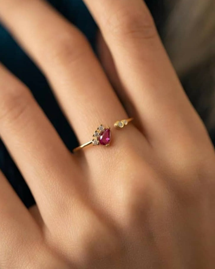 1.8Ct Pink Pear Cut Prong Ring | Open Cuff Ring For Women | Minimalist Ring | Everyday Jewelry For Her