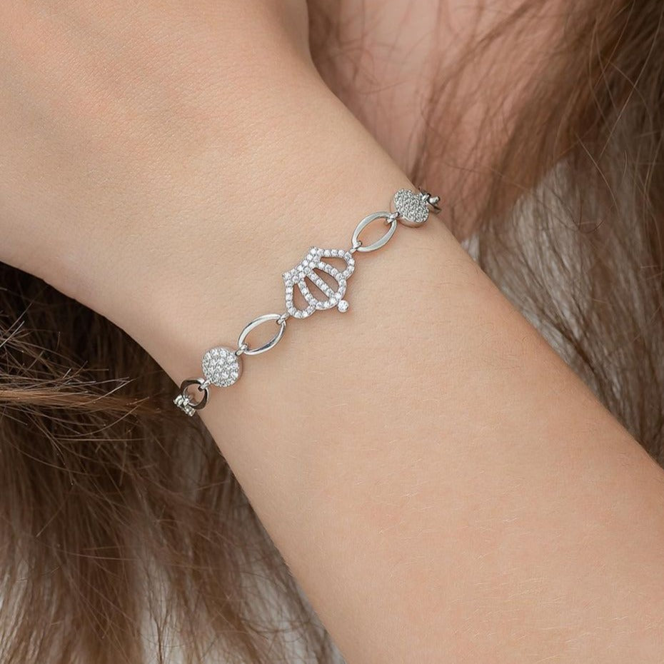 King Crown White Round Brilliant Cut Signity Diamond Pave Bracelet | Adjustable Bracelet For Girl | First Communication Gift For Her