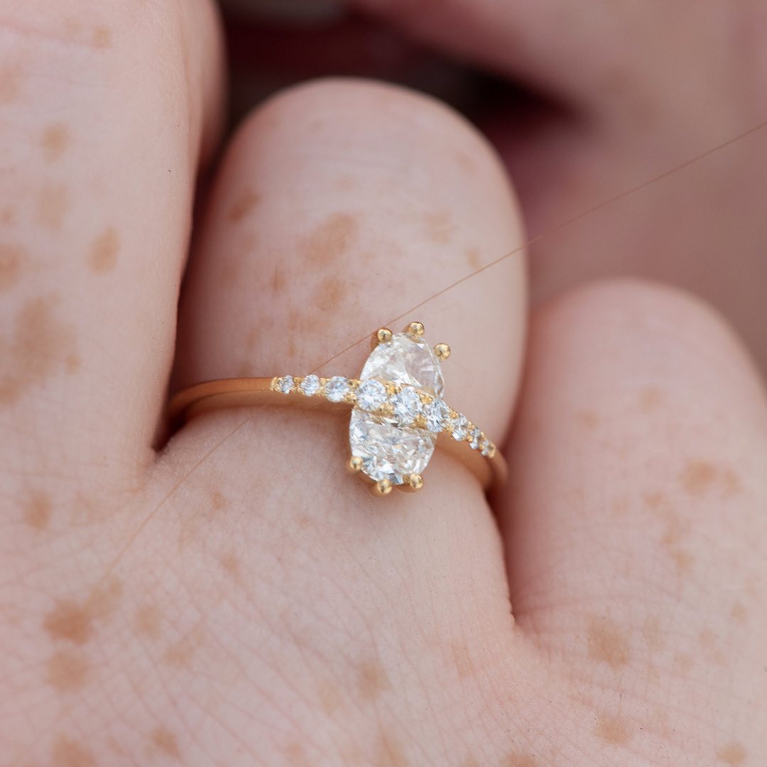 2.5Ct White Half Moon Cut Two Stone Ring | Engagement Ring For Her | Beautiful Ring | Elegant Ring