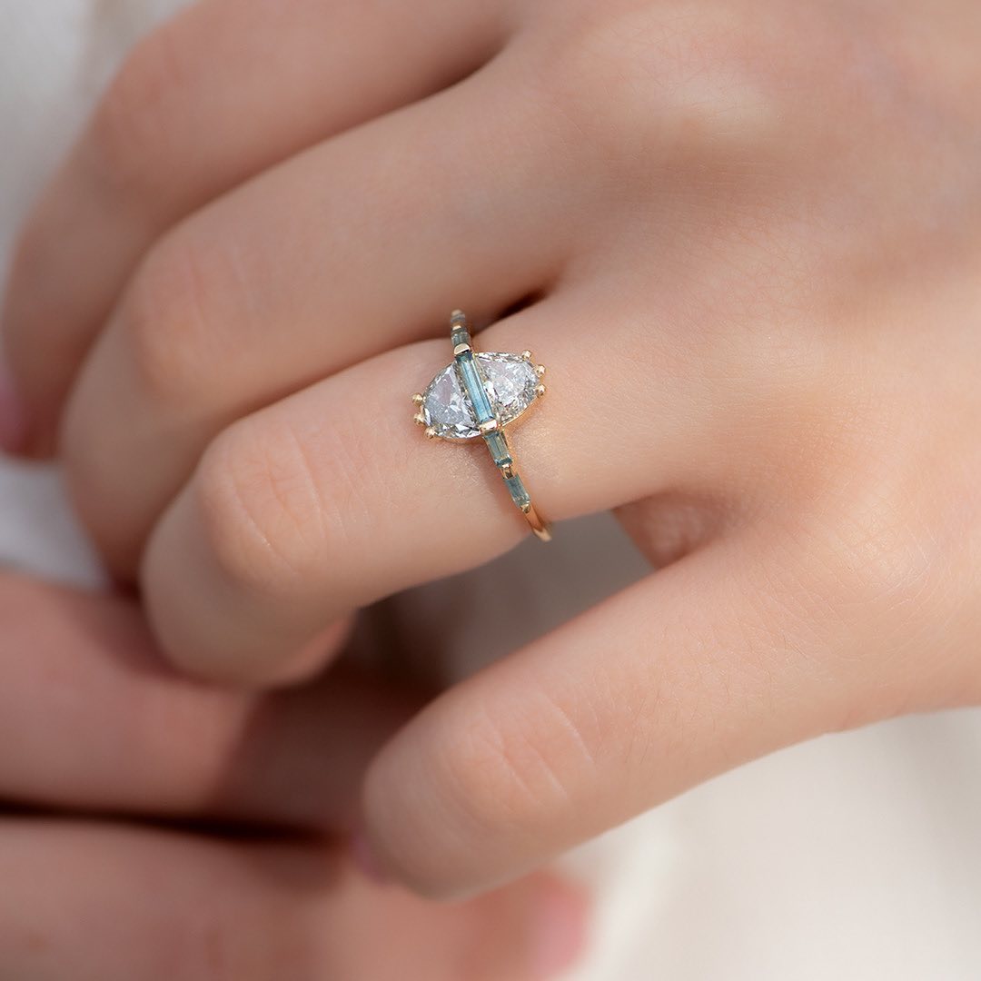 2.80Ct Half Moon Cut Two Stone Ring | Anniversary Gift Ring | Classic Ring For Women