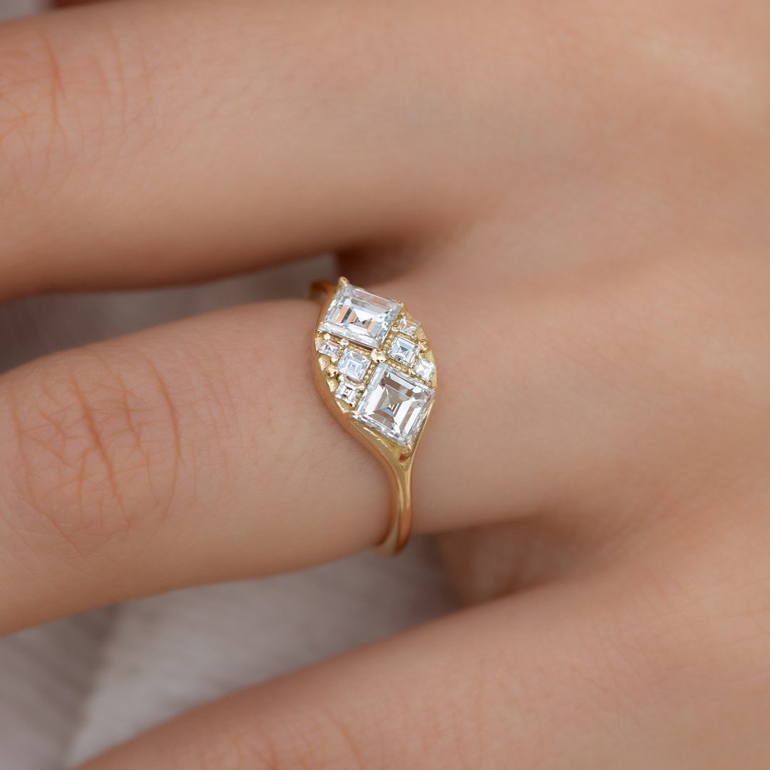 2.5CT White Asscher Cut Two Stone Ring | Statement Ring | Classic Ring | Thank You Gift Ring