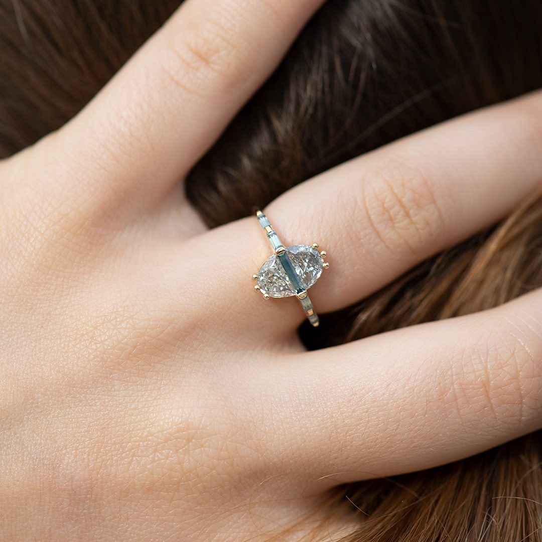 2.80Ct Half Moon Cut Two Stone Ring | Anniversary Gift Ring | Classic Ring For Women