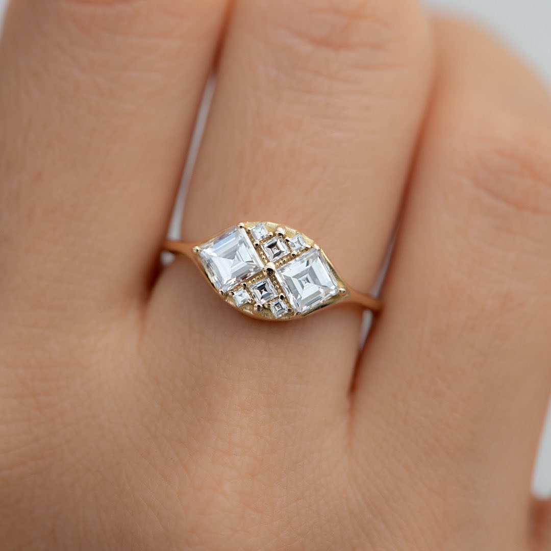 2.5CT White Asscher Cut Two Stone Ring | Statement Ring | Classic Ring | Thank You Gift Ring