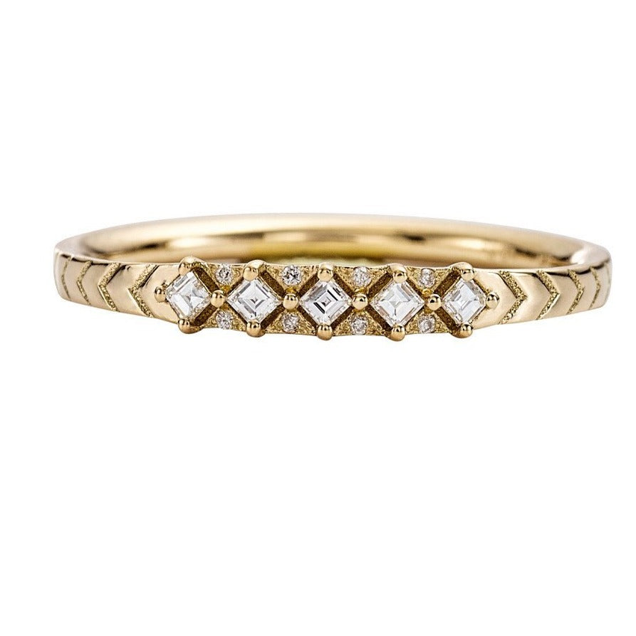 1.2Ct White Asscher Cut Prong Band Ring | Promise Band Ring For Girlfriend | Elegant Design Band Ring | Timeless Design