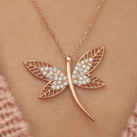 Dragonfly 2.55Ct White Round Cut Cluster Pendant | Timeless Design | Thank You Gift Pendant | Women Jewelry
