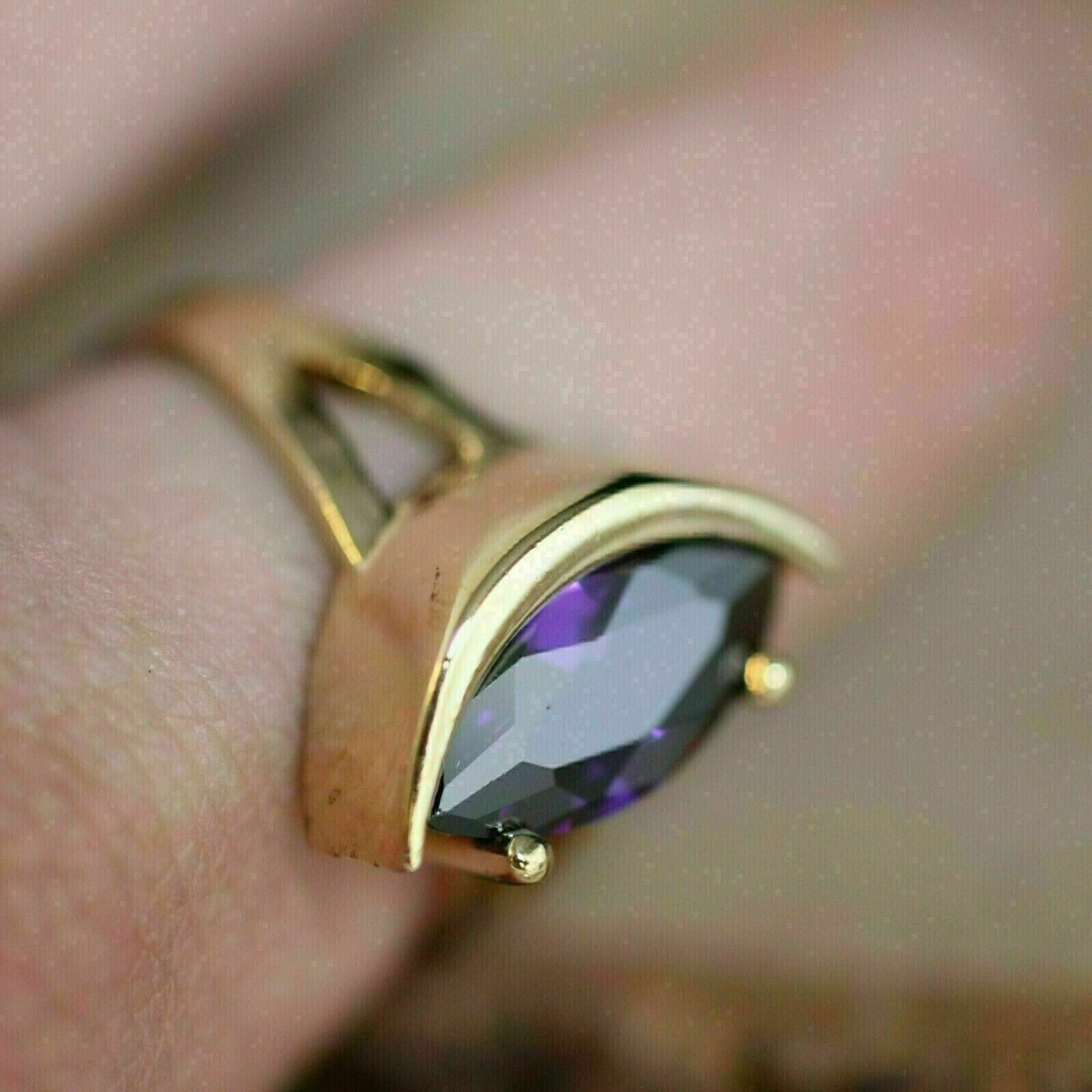 2.88Ct Amethyst Color Marquise Cut Half Bezel Ring | Proposal Ring For Girlfriend | Birthday Gift Ring
