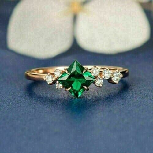 2.50Ct Green Princess Cut Solitaire Ring | Proposal Ring For Her | Delicate Solo Diamond Ring