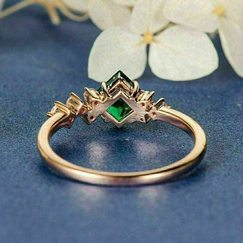 2.50Ct Green Princess Cut Solitaire Ring | Proposal Ring For Her | Delicate Solo Diamond Ring