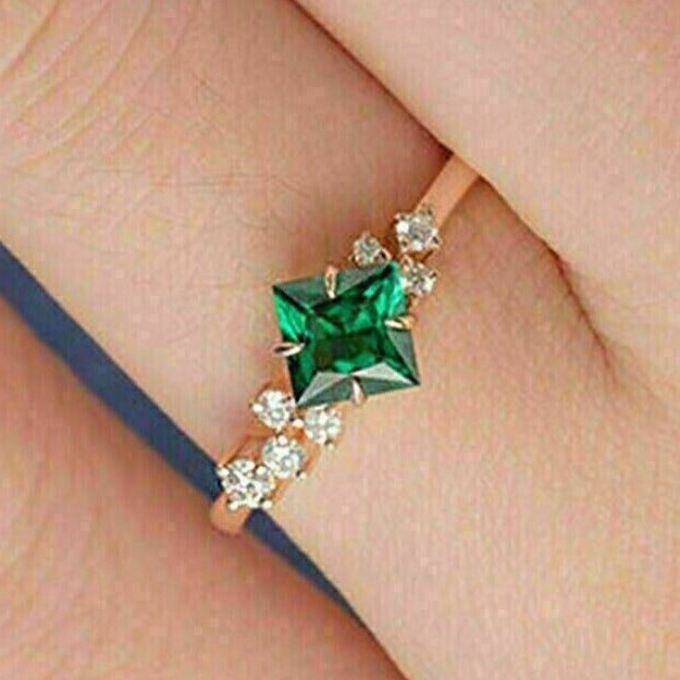 2.50Ct Green Princess Cut Solitaire Ring | Proposal Ring For Her | Delicate Solo Diamond Ring