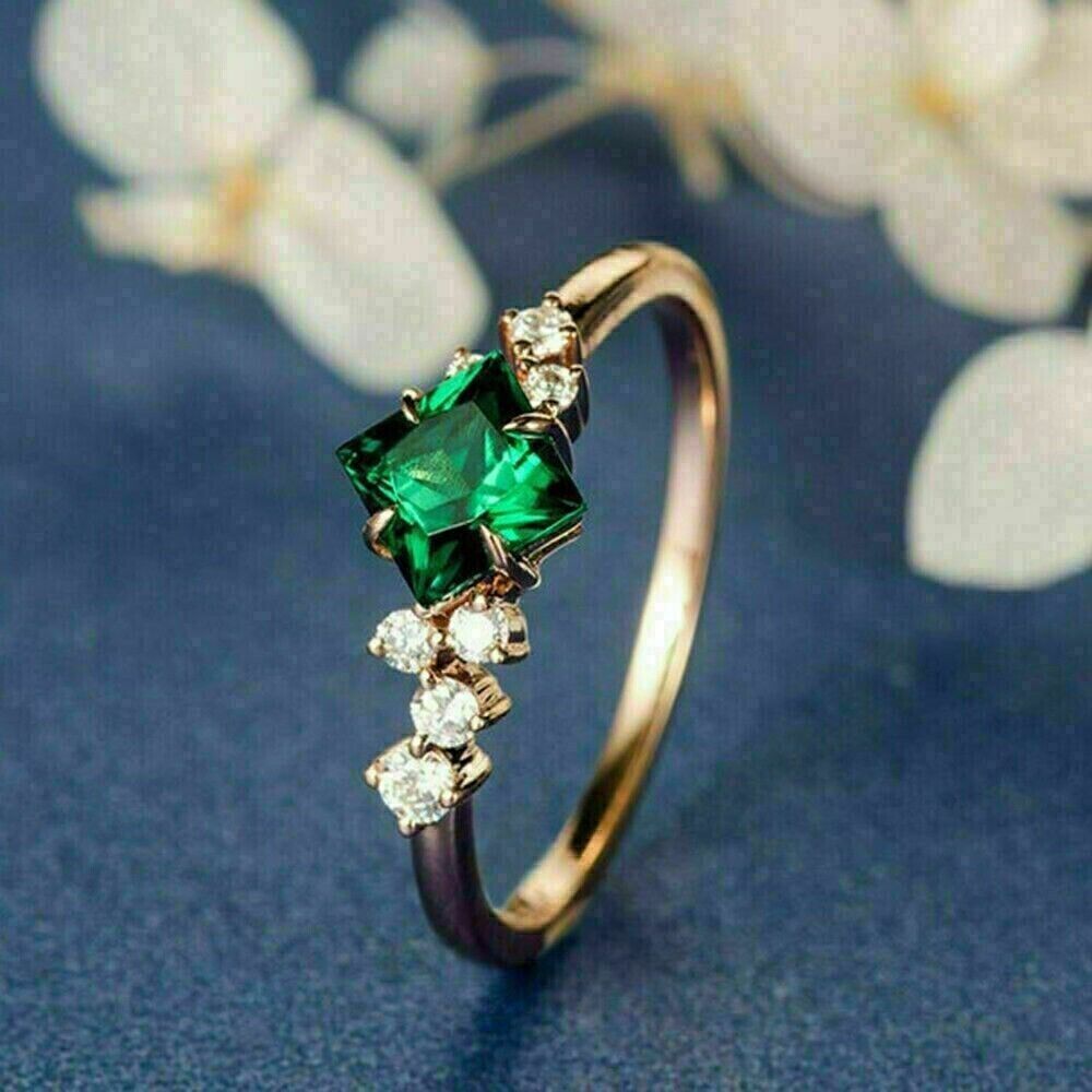 2.50Ct Green Princess Cut Solitaire Ring | Proposal Ring For Her | Delicate Solo Diamond Ring