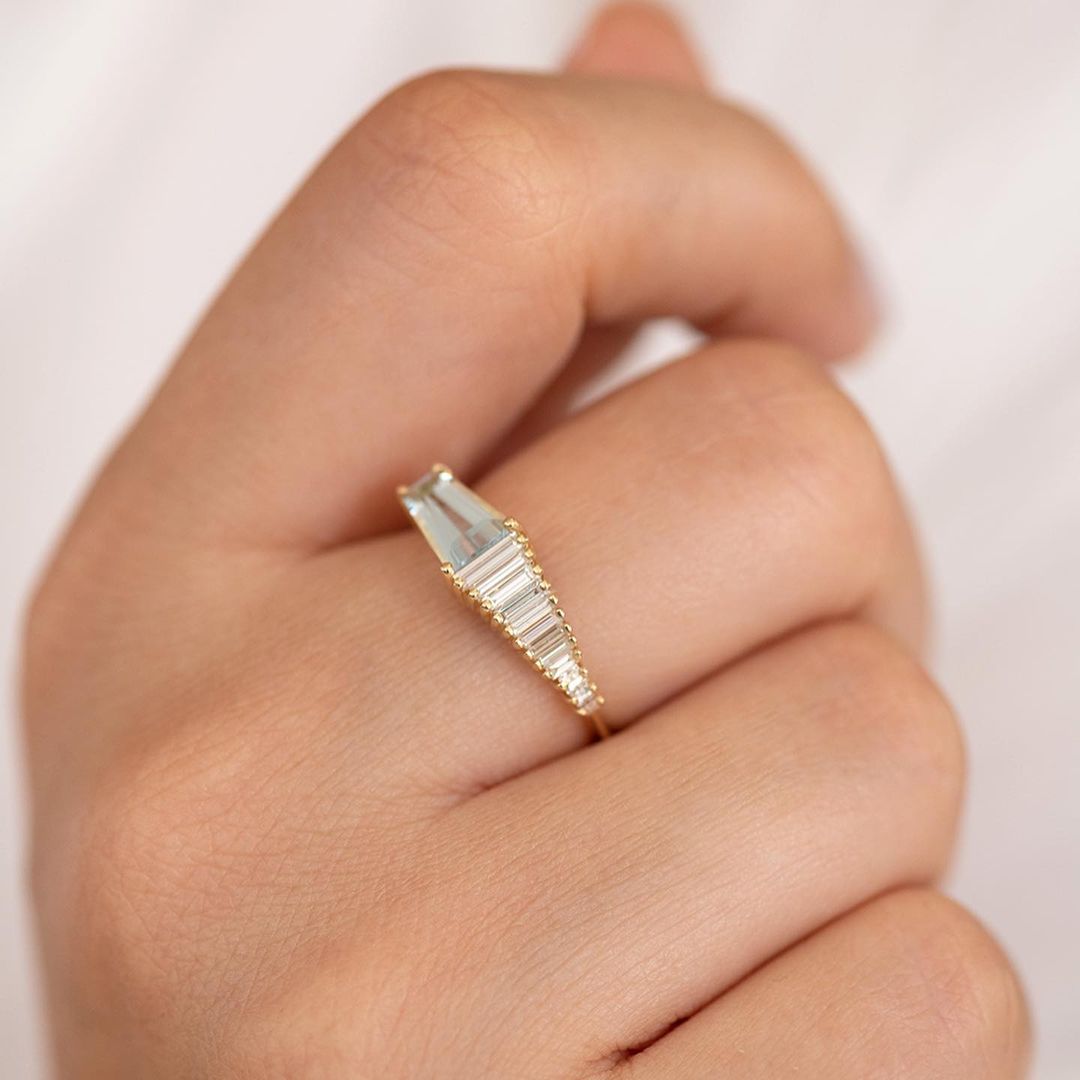 1.5CT Aquamarine Tapered Baguette Cut Solitaire Ring | Promise Ring For Her | Minimalist Ring | Stacking Ring