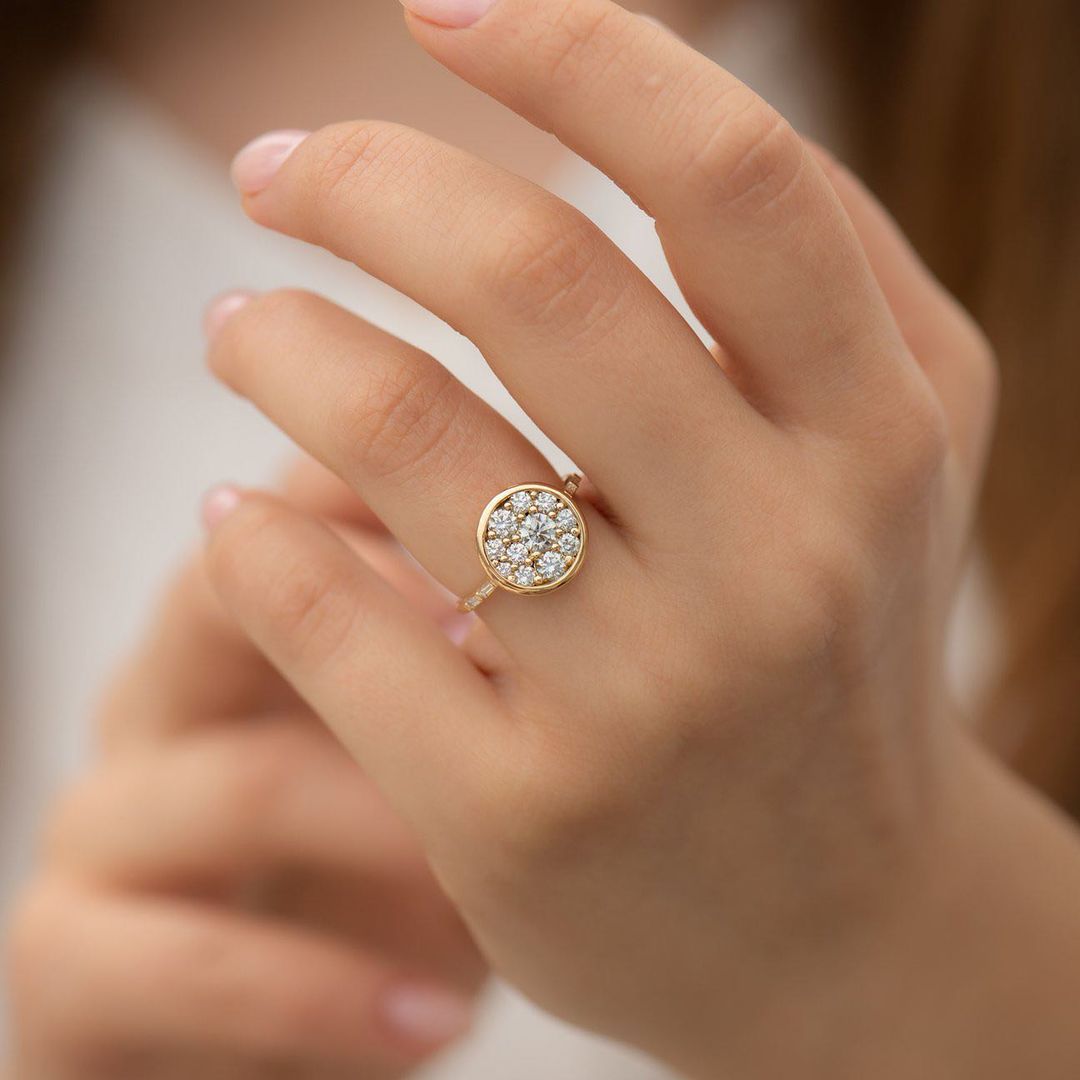 1.2CT White Round Cut Cluster Ring | Engagement Proposal Ring | Fancy Ring | Women Jewelry