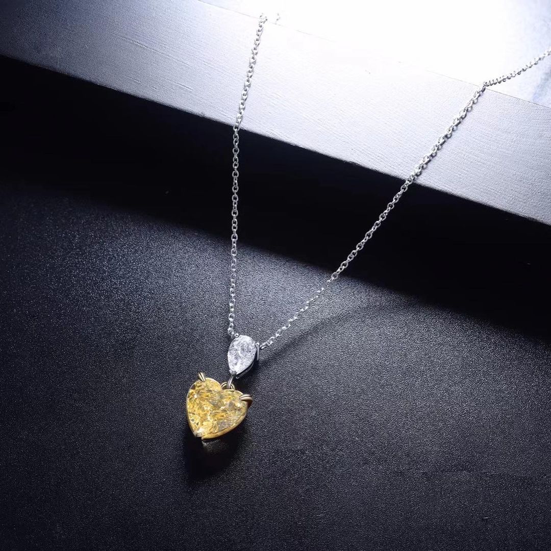 2.80Ct Yellow Heart Cut Solitaire Pendant | Simple Pendant For Women | Daily Wear Pendant | Birthstone Pendant