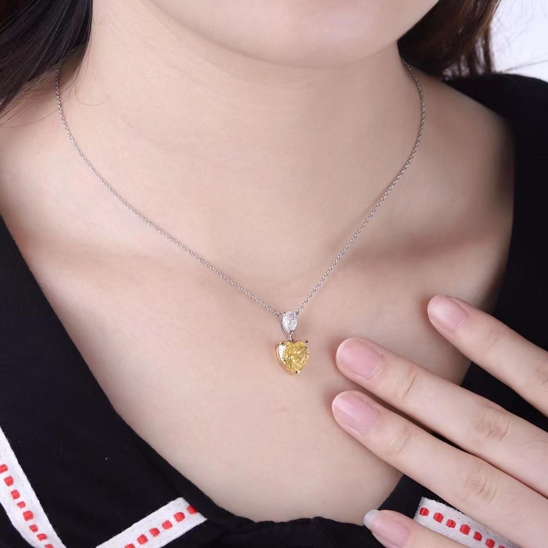 2.80Ct Yellow Heart Cut Solitaire Pendant | Simple Pendant For Women | Daily Wear Pendant | Birthstone Pendant