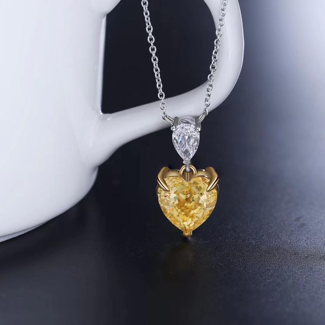 2.80Ct Yellow Heart Cut Solitaire Pendant | Simple Pendant For Women | Daily Wear Pendant | Birthstone Pendant