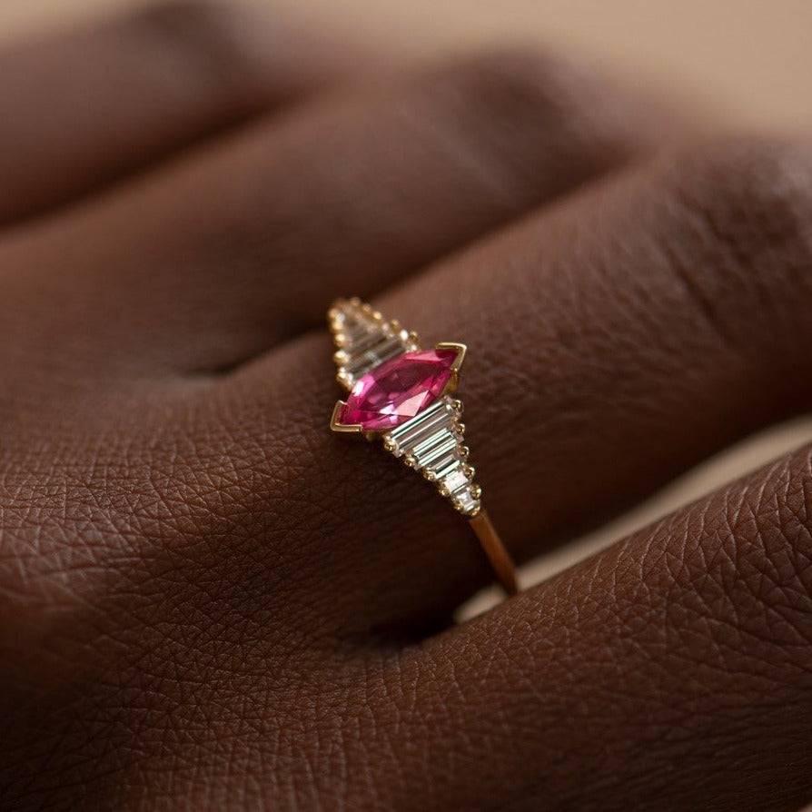 1.8Ct Pink Marquise Cut Prong Ring | Promise Ring For Her | Unique Ring | Trendy Ring