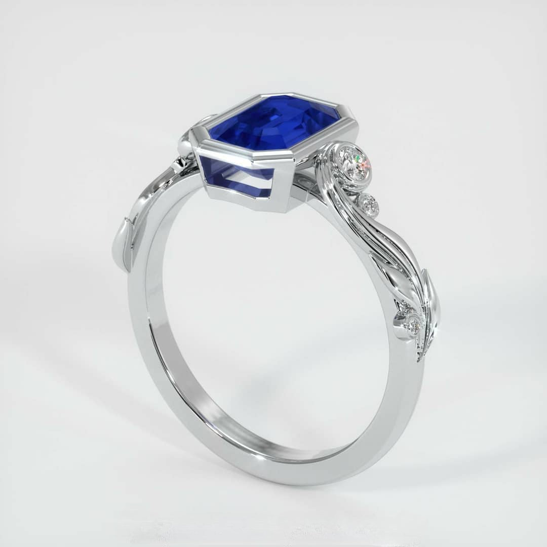 2.8Ct Blue Emerald Cut Bezel Set Ring For Her | Birthday Gift Ring For Sister | Statement Ring For Women | Timeless Design