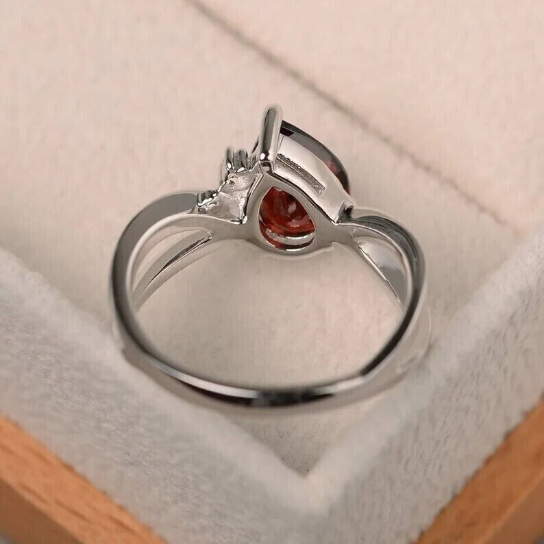 2.70Ct Red Pear Cut Solitaire Ring | Engagement Ring For Fiancée | Bride To Be | Luxury Jewelry