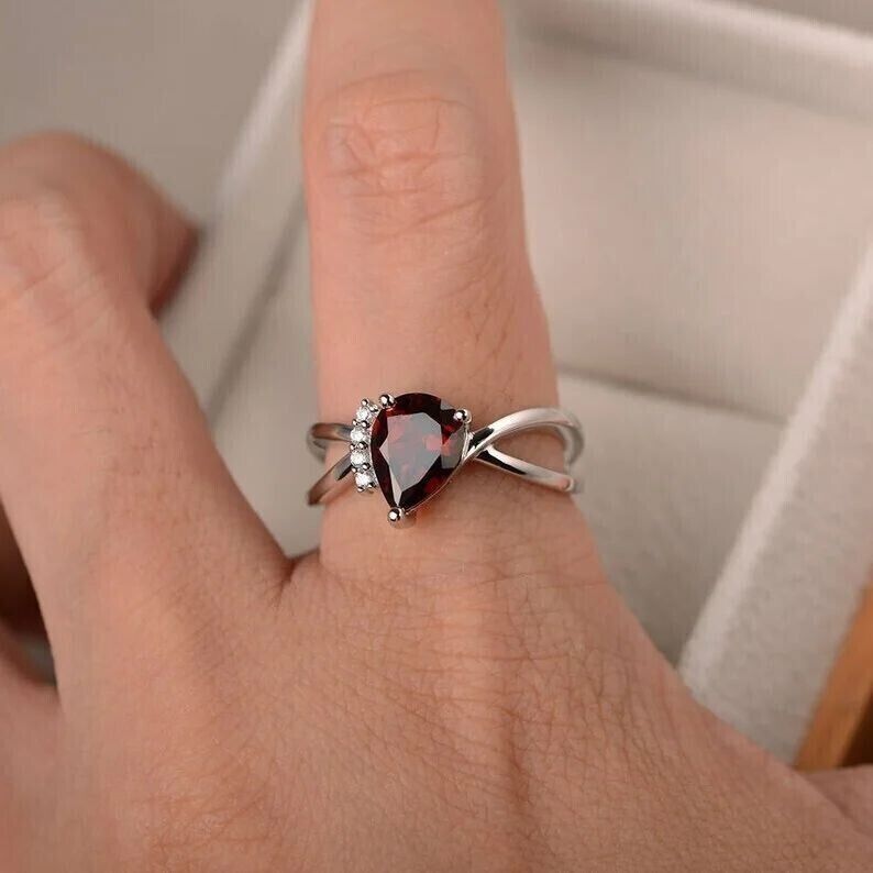 2.70Ct Red Pear Cut Solitaire Ring | Engagement Ring For Fiancée | Bride To Be | Luxury Jewelry