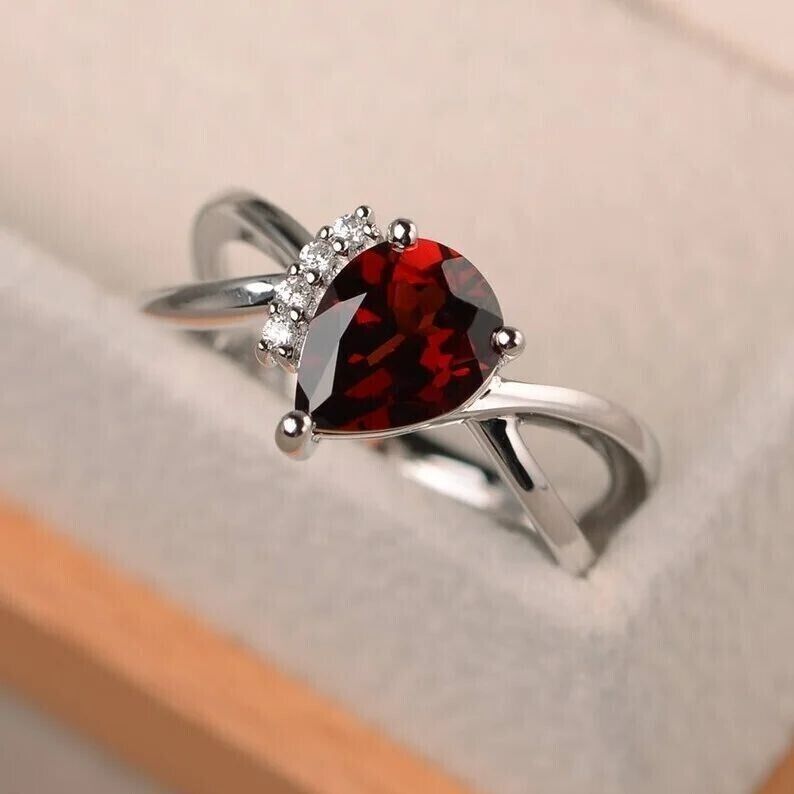 2.70Ct Red Pear Cut Solitaire Ring | Engagement Ring For Fiancée | Bride To Be | Luxury Jewelry