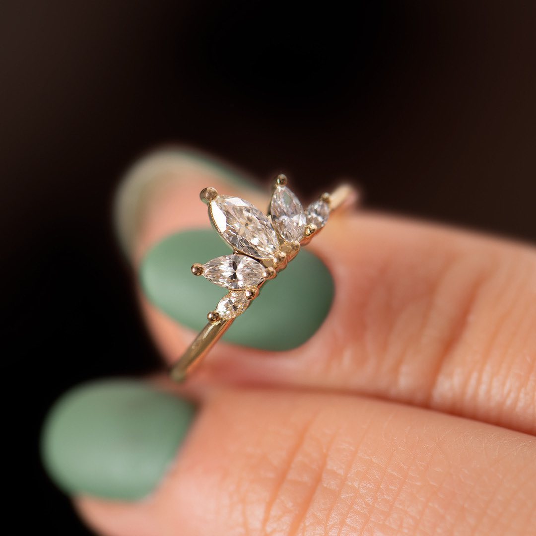 1.8CT White Marquise Cut Prong And Five Stone Ring | Wedding Proposal Ring | Stacking Ring | Gift For Her