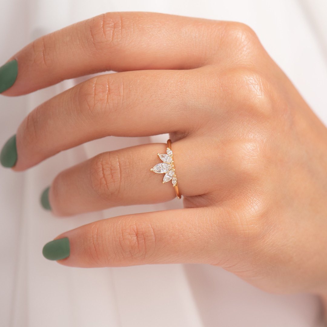1.8CT White Marquise Cut Prong And Five Stone Ring | Wedding Proposal Ring | Stacking Ring | Gift For Her