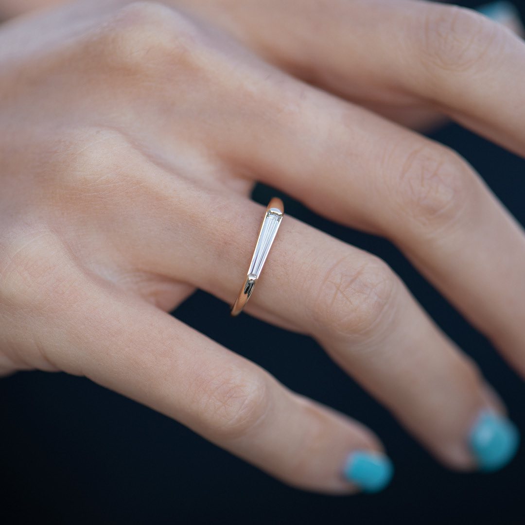 1.2Ct White Tapered Baguette Cut Bar And Tension Ring | Statement Ring | Gift For Her | Promise Ring