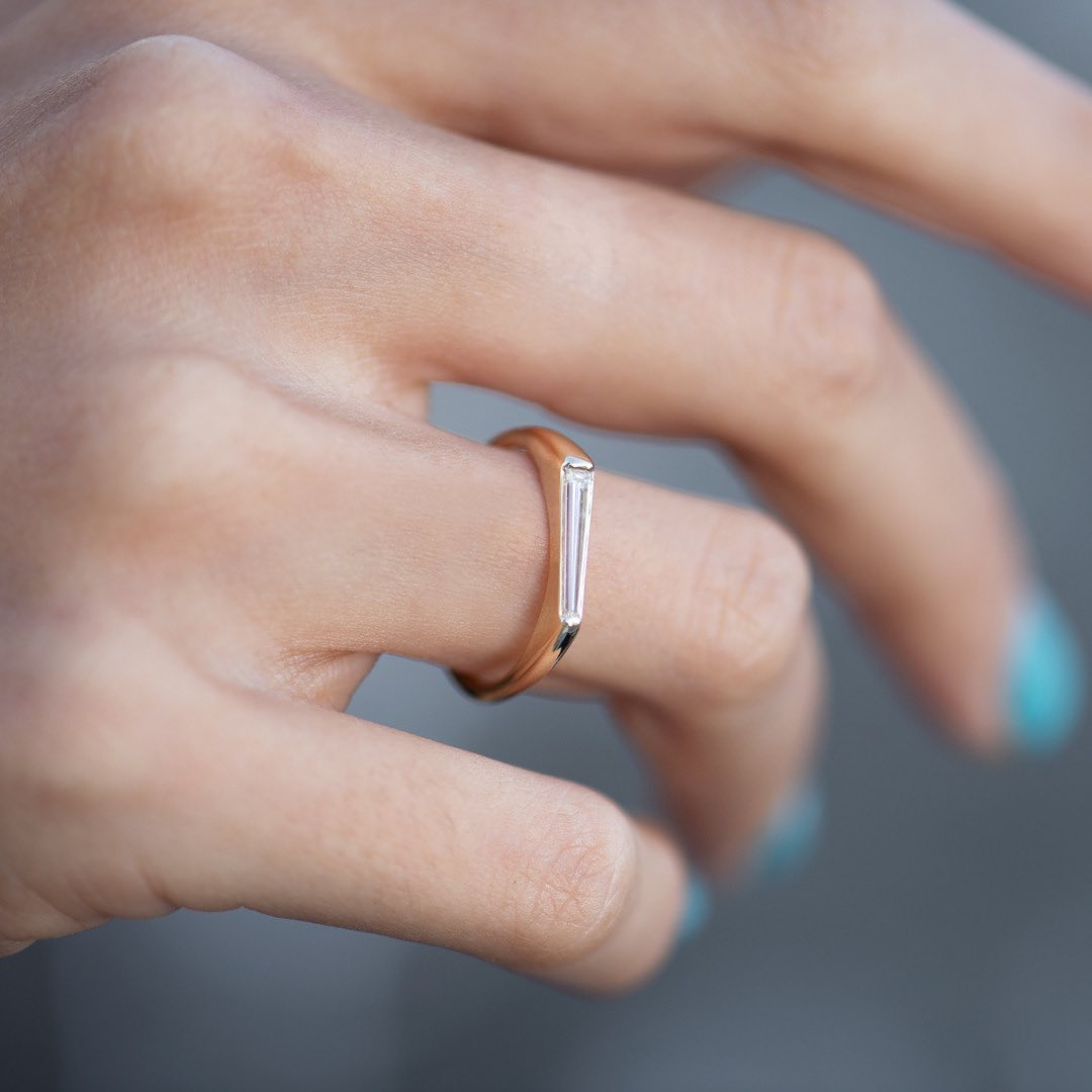 1.2Ct White Tapered Baguette Cut Bar And Tension Ring | Statement Ring | Gift For Her | Promise Ring