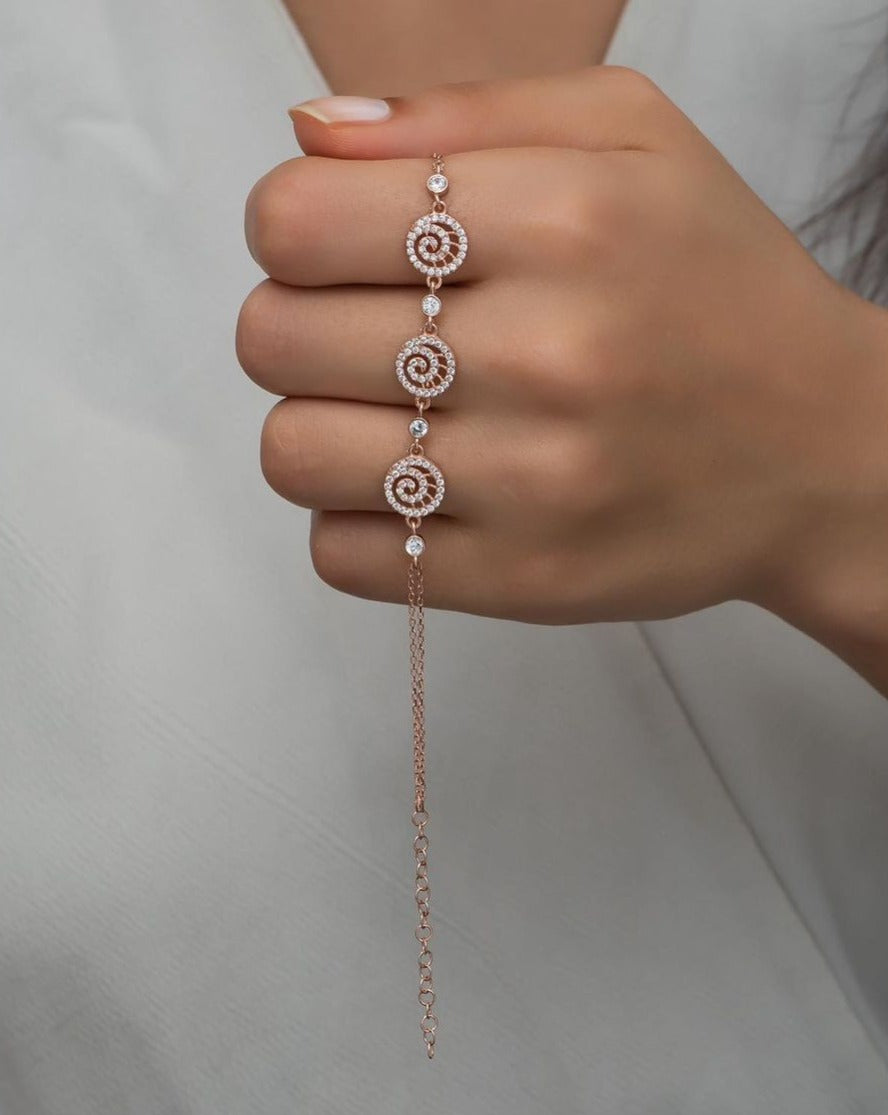 Rose Shape White Round Brilliant Cut Signity Diamond Pave Bracelet | Engagement Proposal Gift Bracelet For Her | Fashion Jewelry For Women