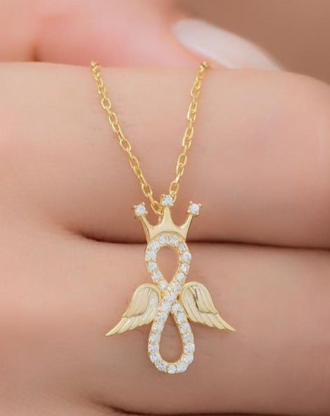 Infinity King Crown Shape 1.70Ct White Round Cut Pave Pendant | Engagement Gift Pendant For Her | Bridal Jewelry Collection | Timeless Desine