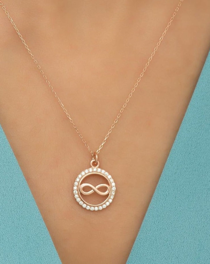 Round Shape With Infinity 1.80Ct White Round Cut Pave Pendant | Daily Wear Pendant | Birthday Gift Pendant | Women Jewelry | Everyday Wear Pendant