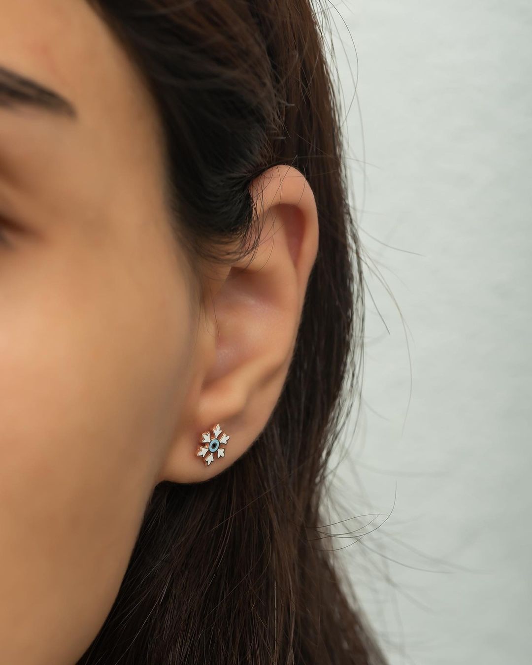 White And Blue Enameled Snowflake Earring | Girls Gift Earring | Stylish Earring For Teenage Girl