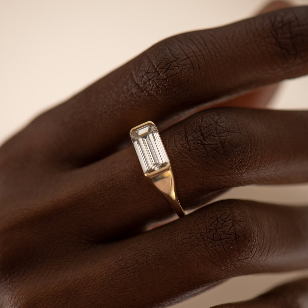 2.4Ct White Emerald Cut Half Bezel Ring | Promise Ring For Women | Special Occasion Ring | Classic Ring