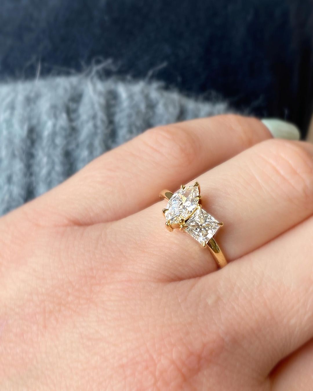 2.80Ct White Marquise And Princess Cut Two Stone Ring | Toi Et Moi Ring | Surprise Gift Ring For Women