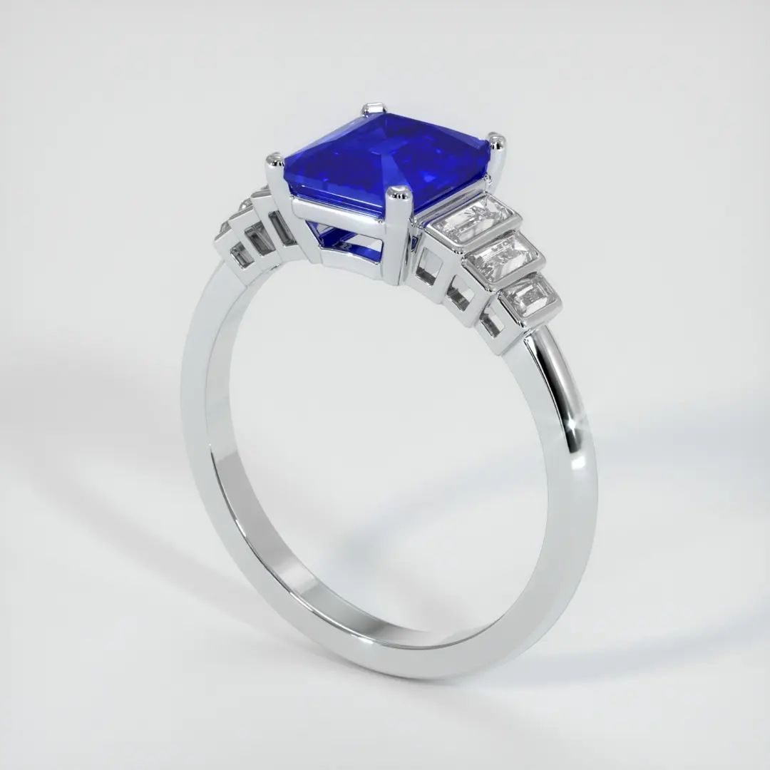 2.6Ct Blue Emerald Cut Solitaire With Accents Ring | Anniversary Gift Ring For Wife | Bridesmaid Gift Ring | Thank You Gift Ring
