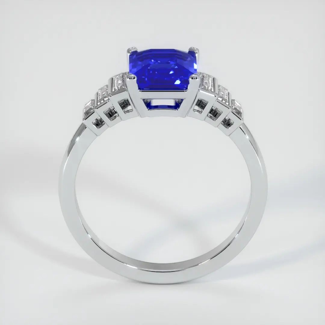 2.6Ct Blue Emerald Cut Solitaire With Accents Ring | Anniversary Gift Ring For Wife | Bridesmaid Gift Ring | Thank You Gift Ring