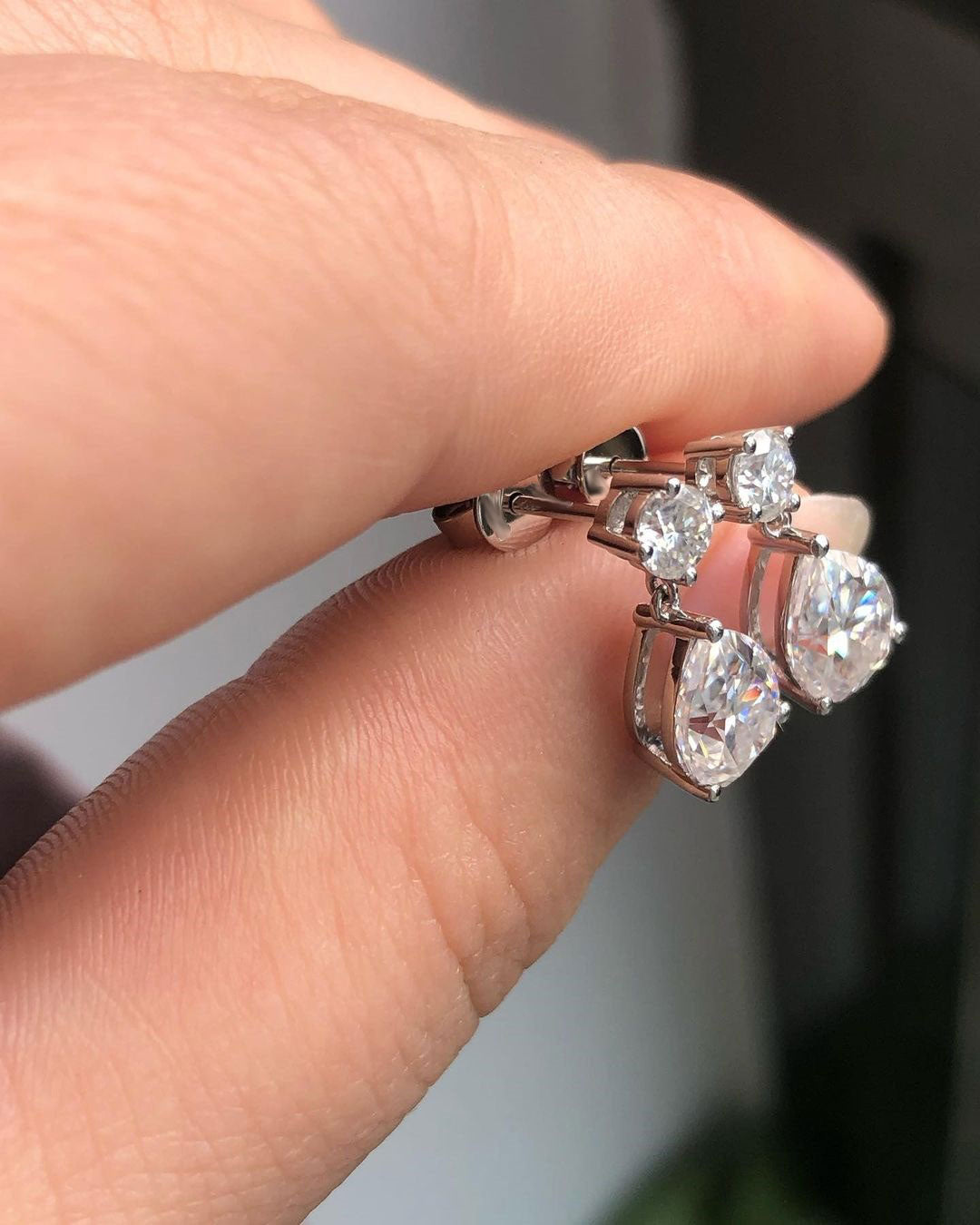 White Round And Pear Cut Cubic Zirconia Solitaire Drop Earrings For Women | Bridesmaid Wedding Gift Earring | Stylish Engagement Gift Earring For Her