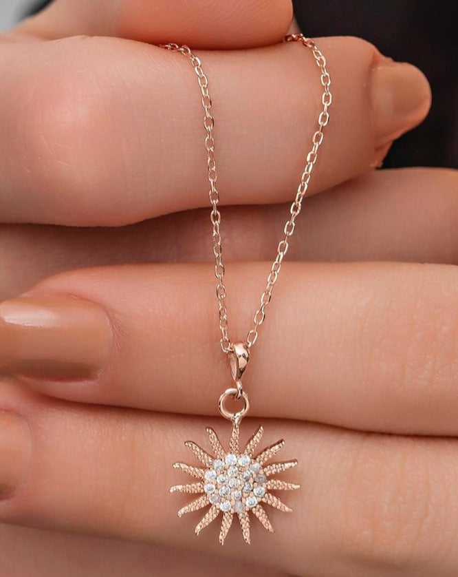Sun Shape 1.70Ct White Round Cut Cluster Pendant | Special Occasion Pendant | Women Jewelry | Daily Wear Pendant