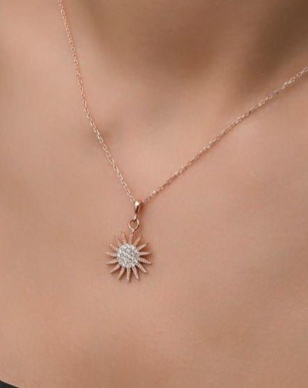 Sun Shape 1.70Ct White Round Cut Cluster Pendant | Special Occasion Pendant | Women Jewelry | Daily Wear Pendant