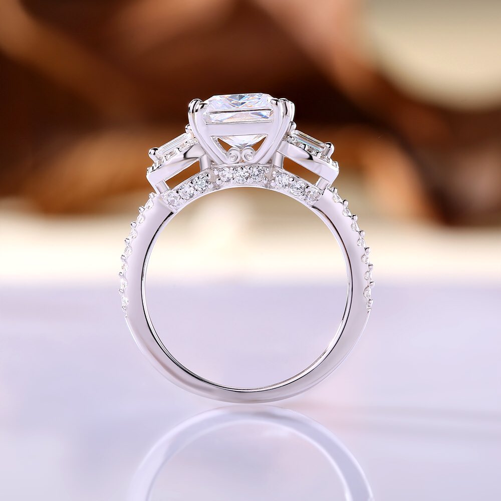 3.30Ct White Radiant Cut Solitaire Ring | Modern Bridal Ring | Surprise Gift Ring For Women