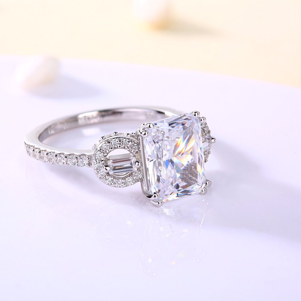 3.30Ct White Radiant Cut Solitaire Ring | Modern Bridal Ring | Surprise Gift Ring For Women