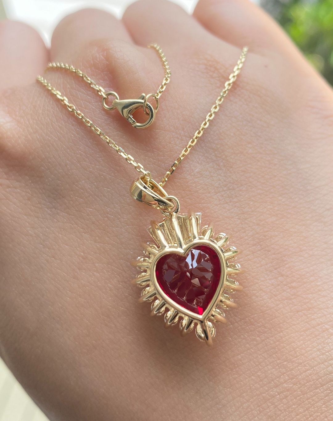 3.30Ct Red Heart Cut Bezel Pendant | Anniversary Gift Pendant For Wife | Lovable Pendant For Her | Forever One Pendant