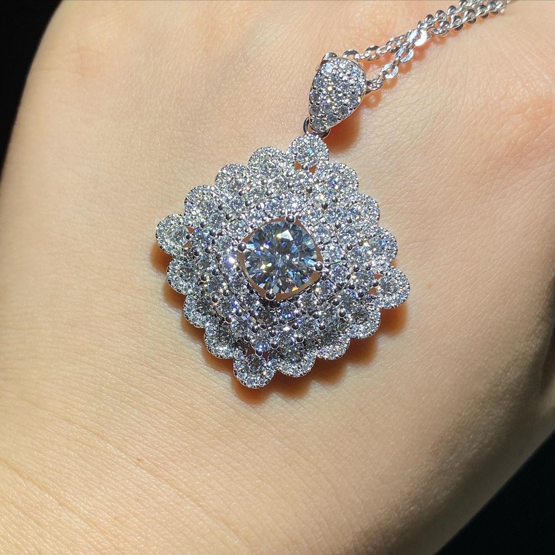 2.50Ct White Round Cut Solitaire With Cluster Pendant | Party Wear Pendant | Elegant Jewelry Piece | Bride To Be | Fashion Jewelry
