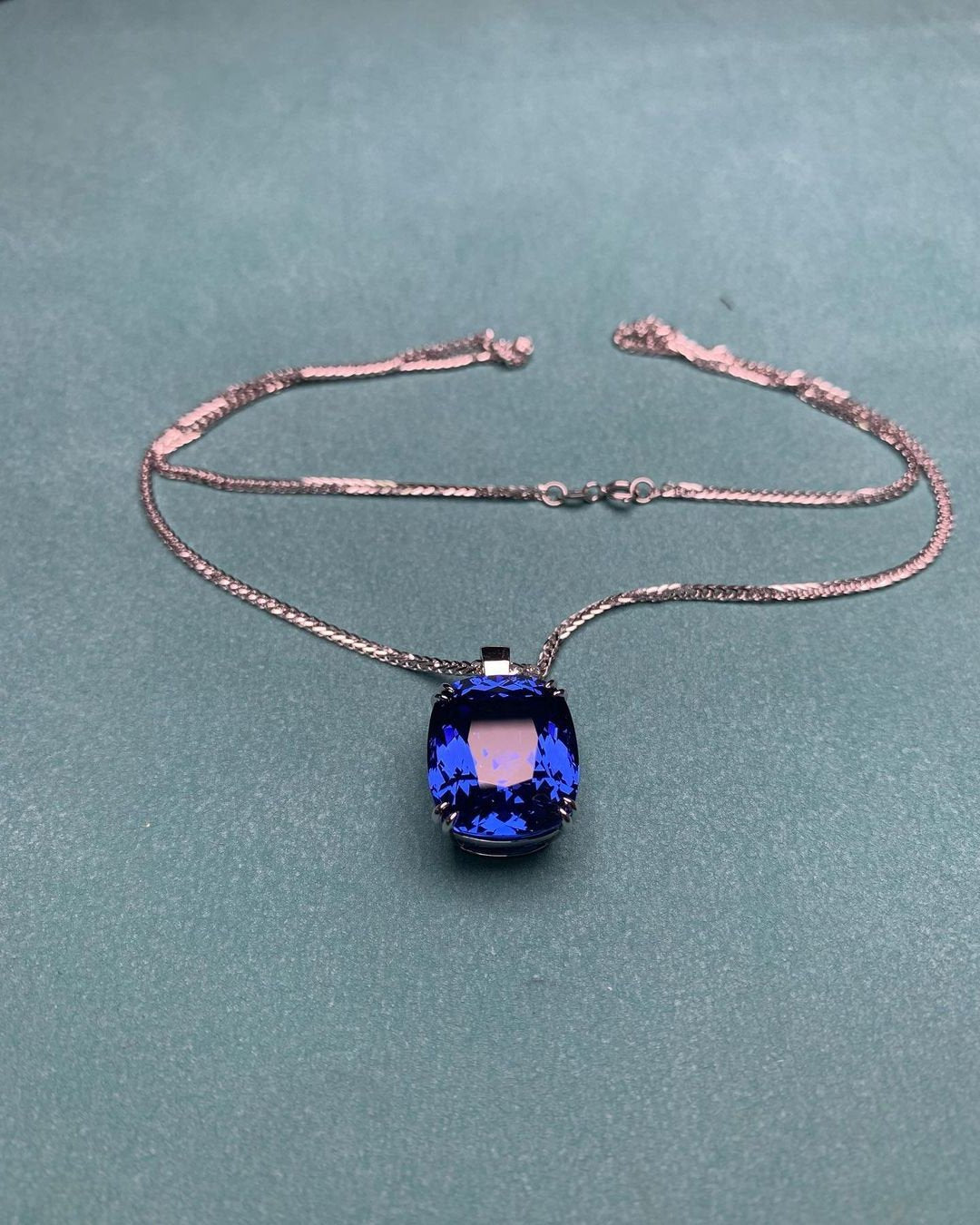 3.30Ct Blue Cushion Cut Solitaire Pendant | Simple But Delicate Pendant For Her | Everyday Wear Pendant | Birthstone Pendant For Women