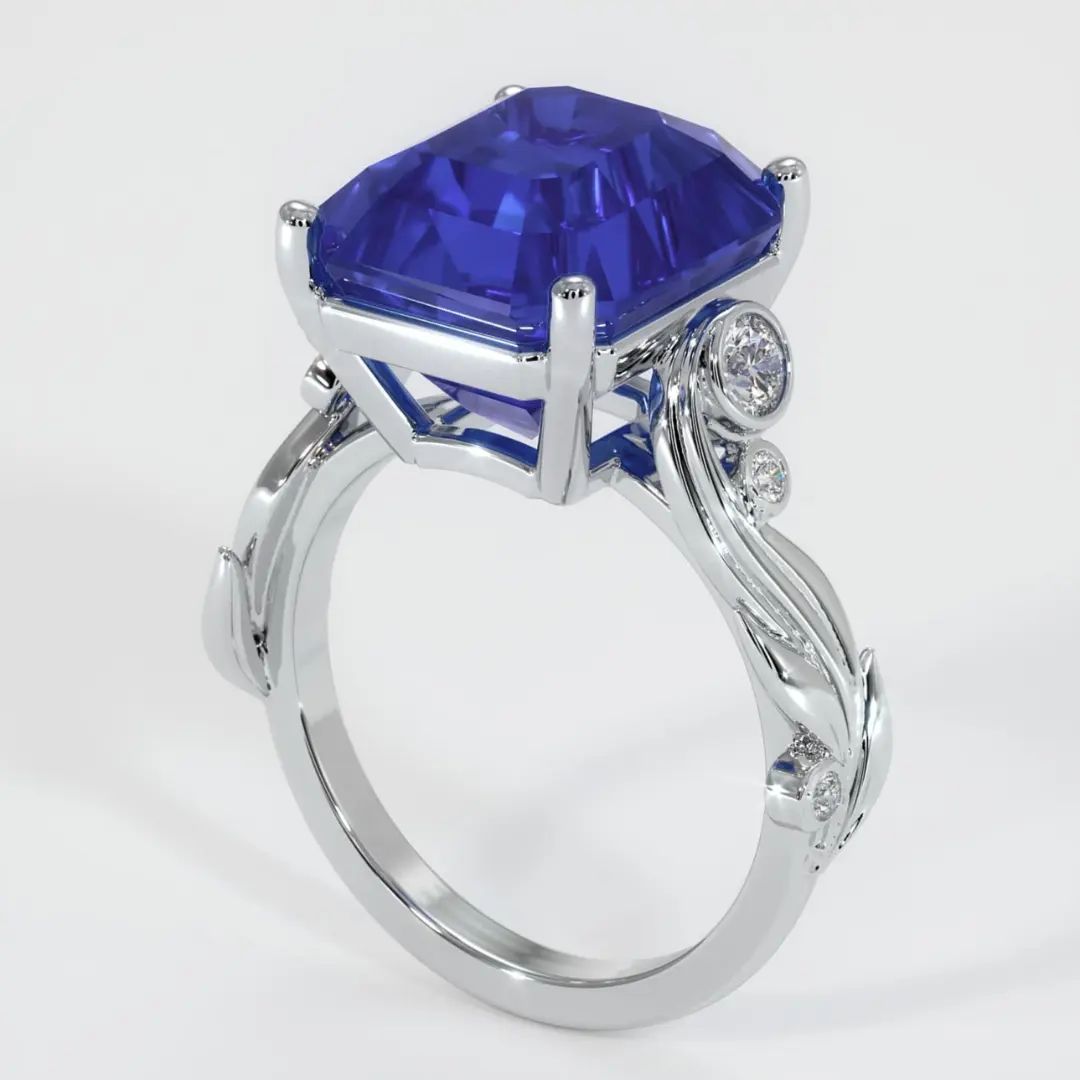 3.2Ct Blue Asscher Cut Solitaire Ring For Her | Party Wear Ring For Women | Bridesmaid Gift Ring | Statement Ring