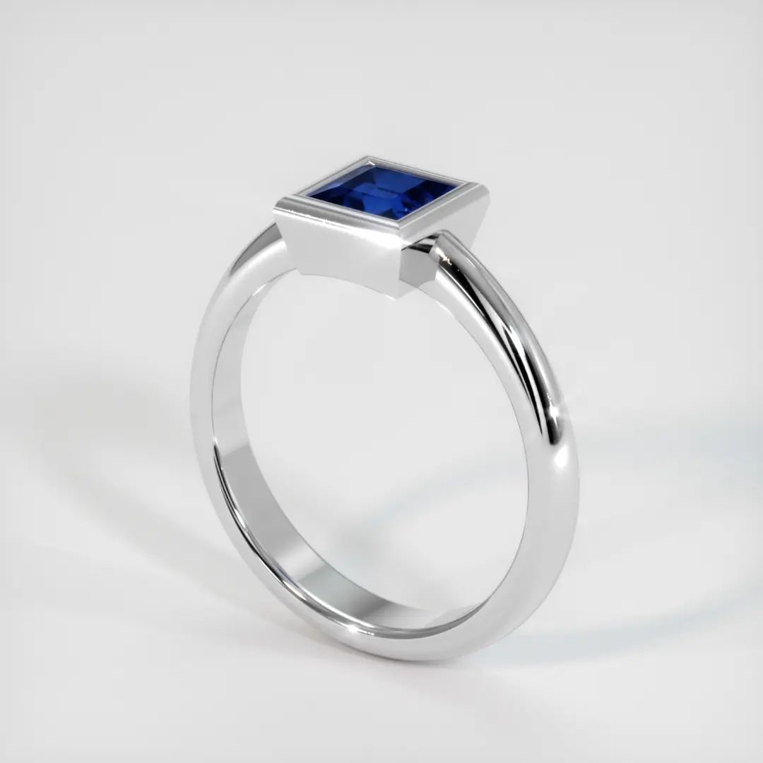 2.2Ct Blue Princess Cut Bezel Set Ring For Her | Birthstone Ring For Women | Statement Ring | Simple Design Ring