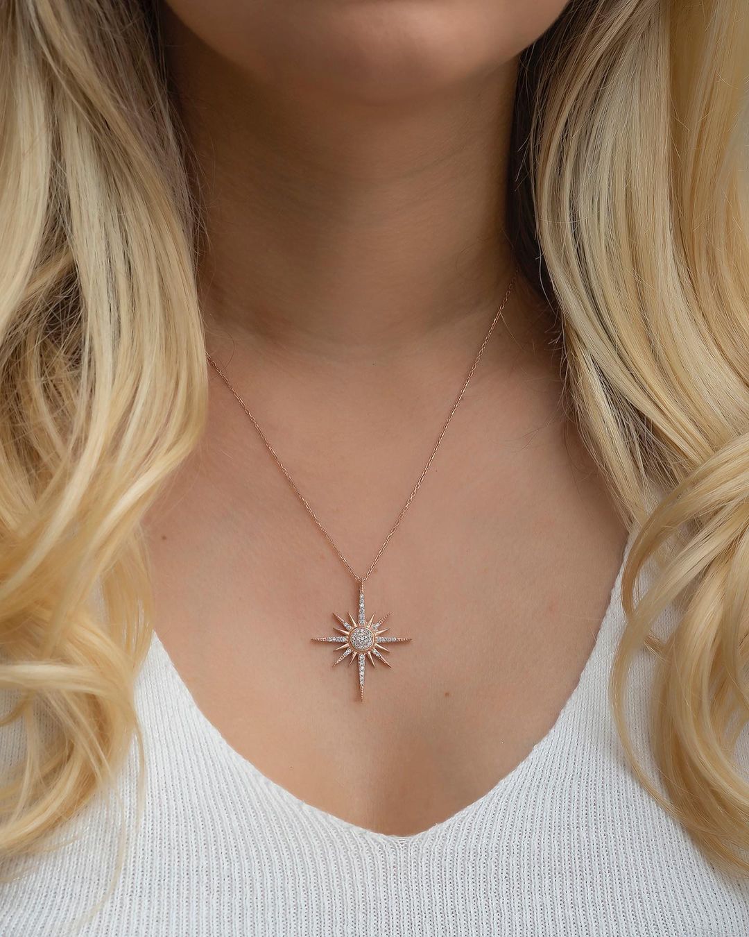 Sirius Star Shape 2.88Ct White Round Cut Cluster Pendant | Party Wear Pendant For Her | Sophisticated Pendant | Women Jewelry