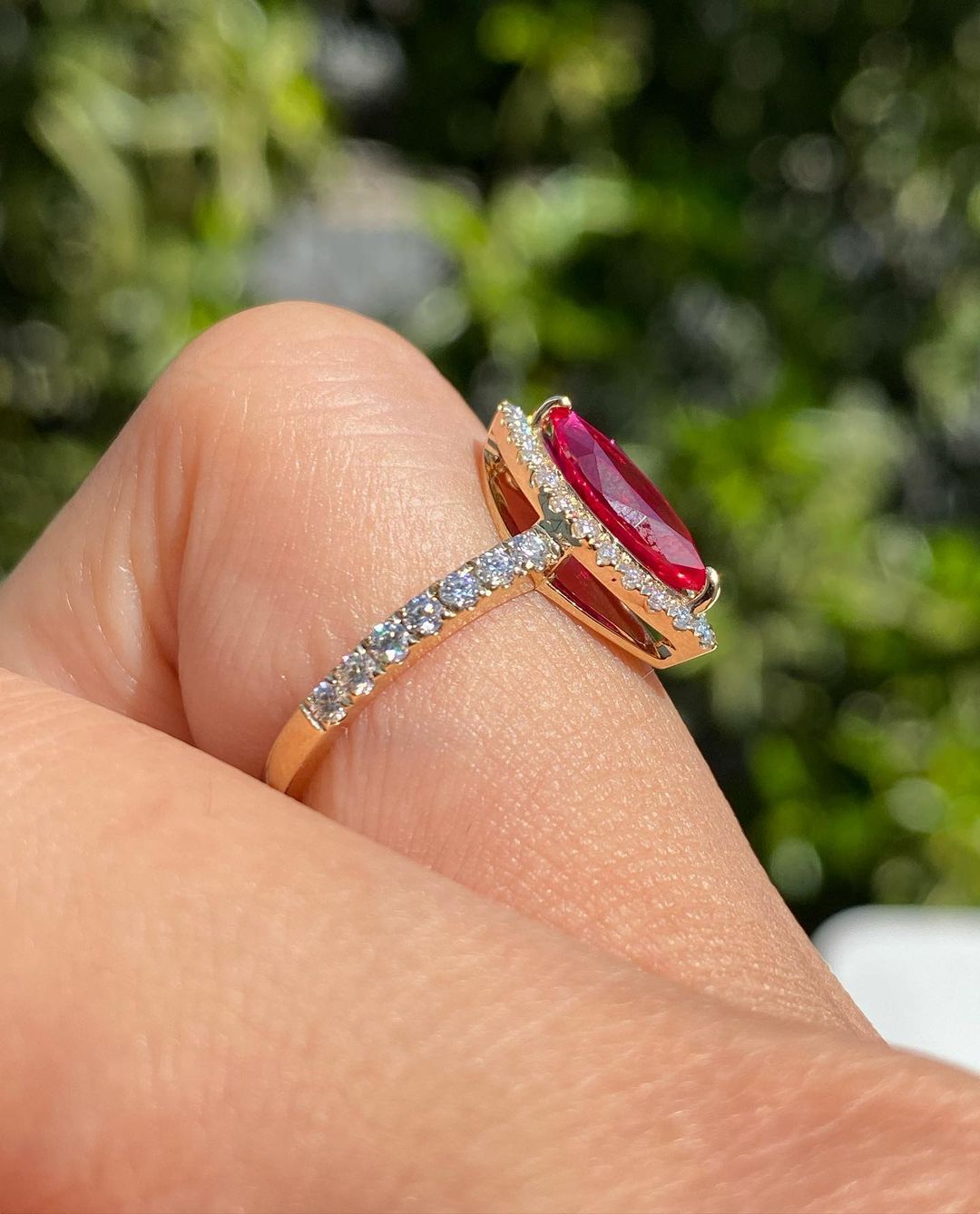 2.80Ct Red Marquise Cut Halo Ring | Wedding Ring For Bridal | Jewelry Collection | Birthstone Ring For Women