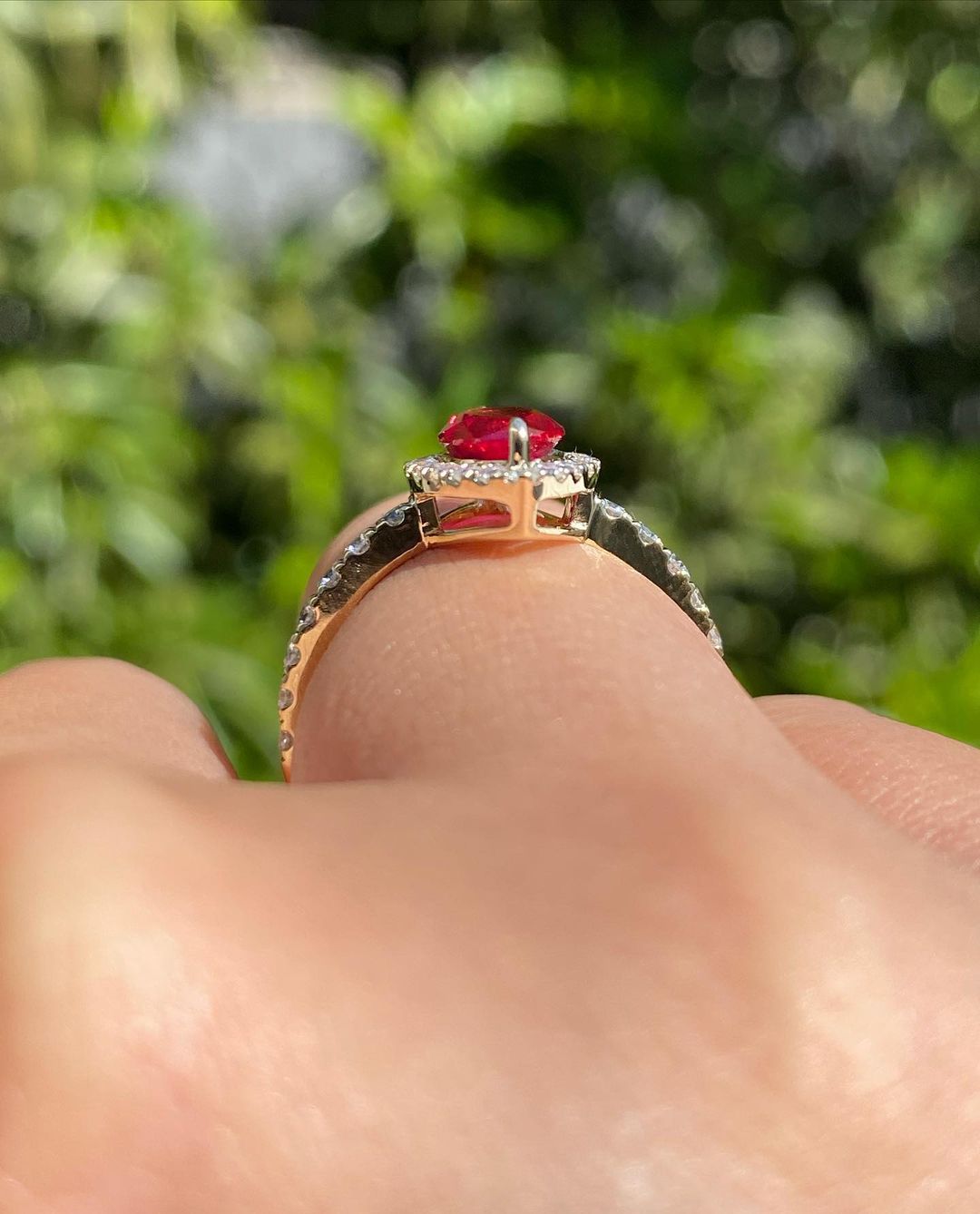 2.80Ct Red Marquise Cut Halo Ring | Wedding Ring For Bridal | Jewelry Collection | Birthstone Ring For Women